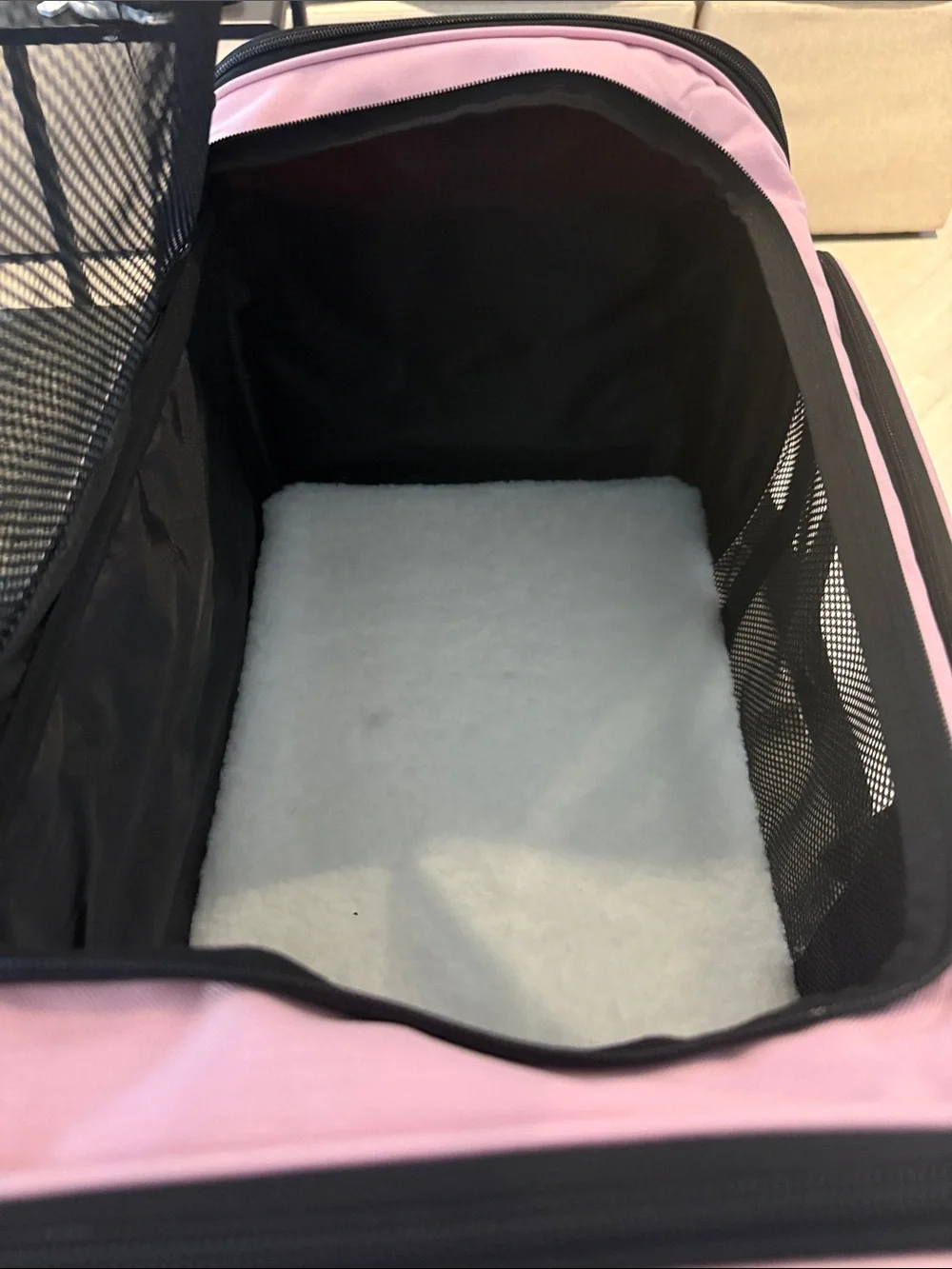 Small Pet Pink and Black Mesh Carrier